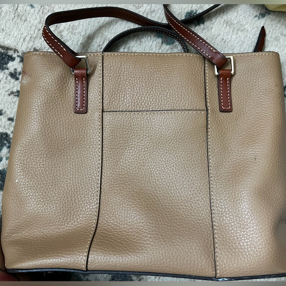 Dooney & Bourke Leather Tote Taupe and Brown - Picture 3 of 8